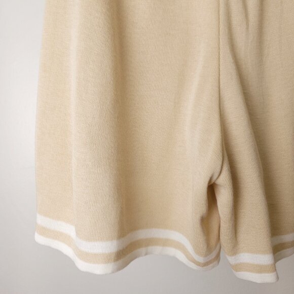 Vintage linen blend knit short set beige/ short sleeve knit cardigan two piece - Picture 12 of 12